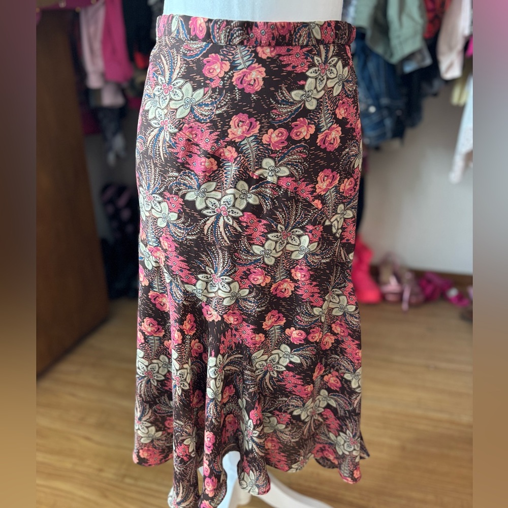 Floral Pink and Brown Skirt